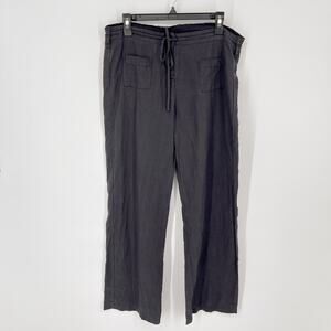 Johnny Was Black Linen Pants NEW Women Sz M Lightweight Drawstring Waist